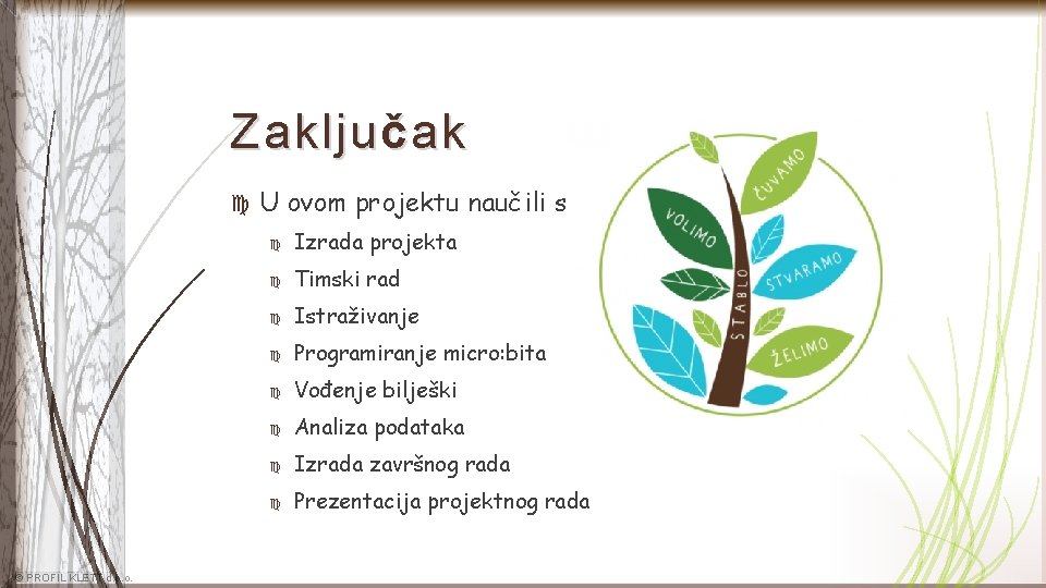 Zaklju č ak © PROFIL KLETT d. o. o. U ovom projektu naučili smo: