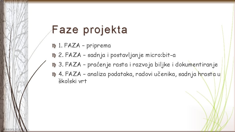 Faze projekta © PROFIL KLETT d. o. o. 1. FAZA – priprema 2. FAZA