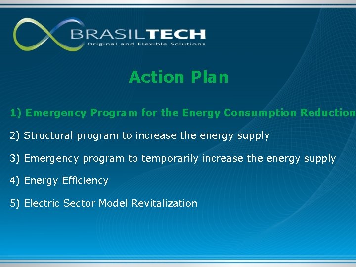 Action Plan 1) Emergency Program for the Energy Consumption Reduction 2) Structural program to