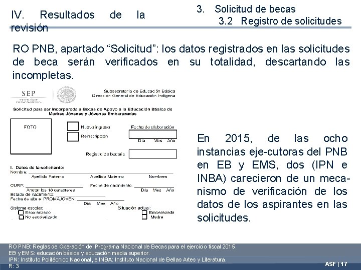 IV. Resultados revisión de la 3. Solicitud de becas 3. 2 Registro de solicitudes