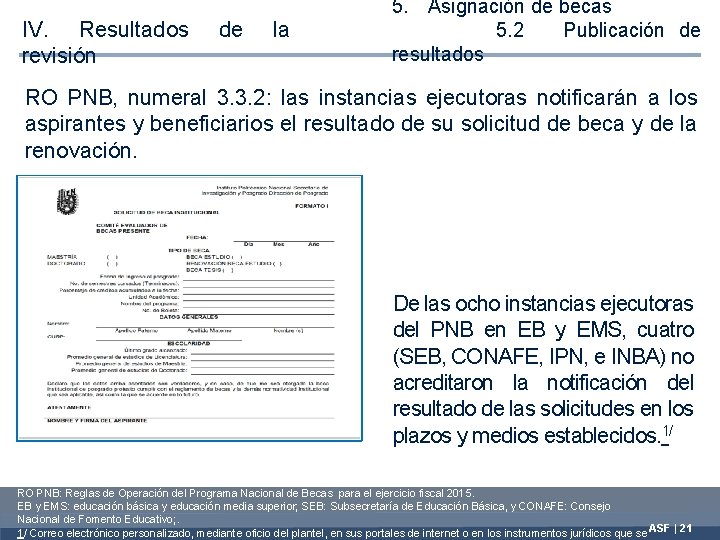 IV. Resultados revisión de la 5. Asignación de becas 5. 2 Publicación de resultados