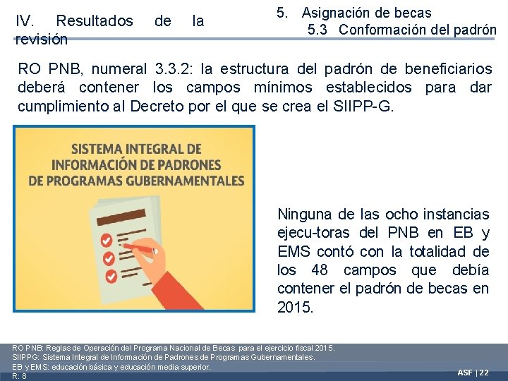 IV. Resultados revisión de la 5. Asignación de becas 5. 3 Conformación del padrón
