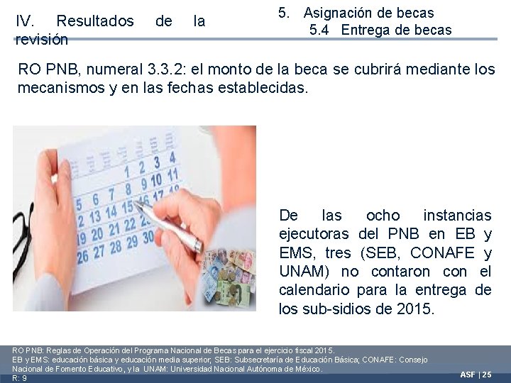 IV. Resultados revisión de la 5. Asignación de becas 5. 4 Entrega de becas