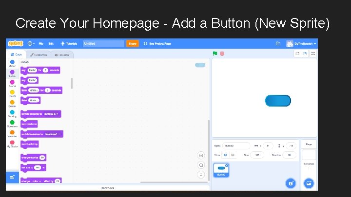 Create Your Homepage - Add a Button (New Sprite) 