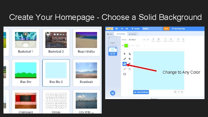 Create Your Homepage - Choose a Solid Background Change to Any Color 