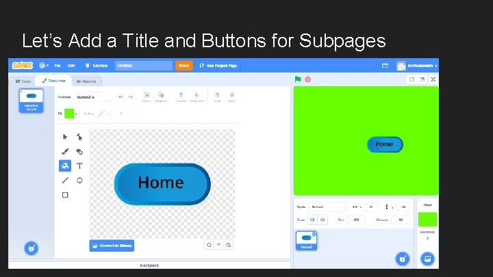 Let’s Add a Title and Buttons for Subpages 