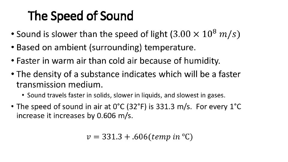 The Speed of Sound • 