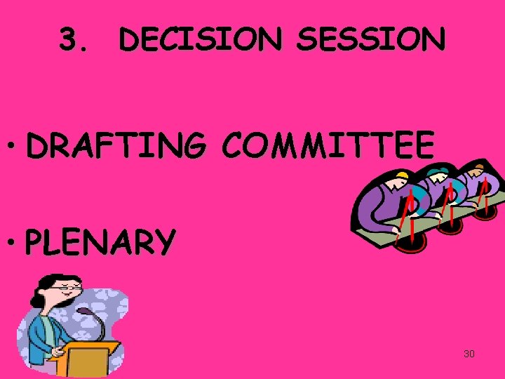 3. DECISION SESSION • DRAFTING COMMITTEE • PLENARY 30 