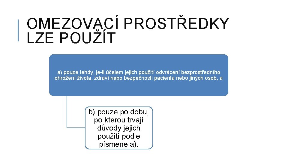 OMEZOVACÍ PROSTŘEDKY LZE POUŽÍT a) pouze tehdy, je-li účelem jejich použití odvrácení bezprostředního ohrožení