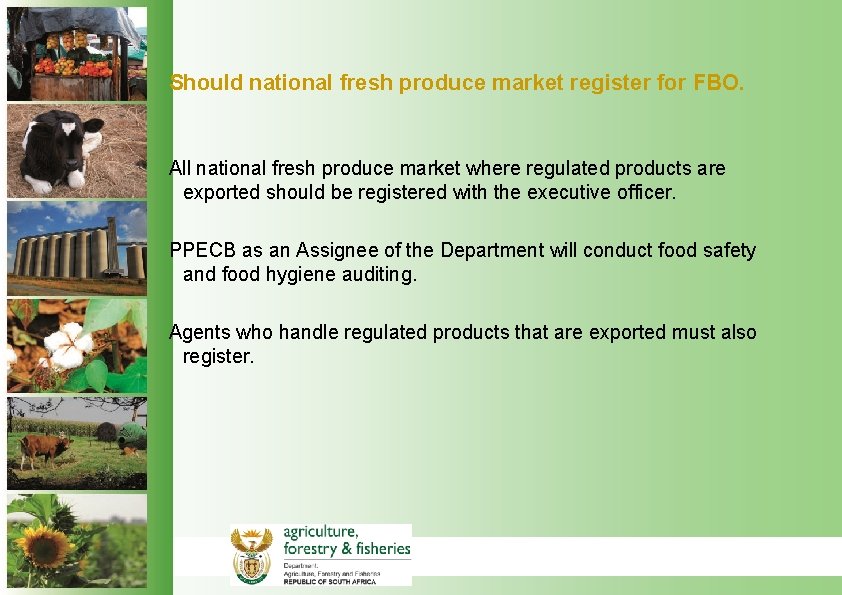 Should national fresh produce market register for FBO. All national fresh produce market where