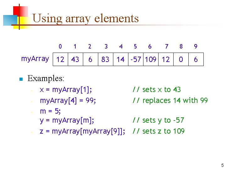 Using array elements 0 1 my. Array 12 43 n 2 6 3 4