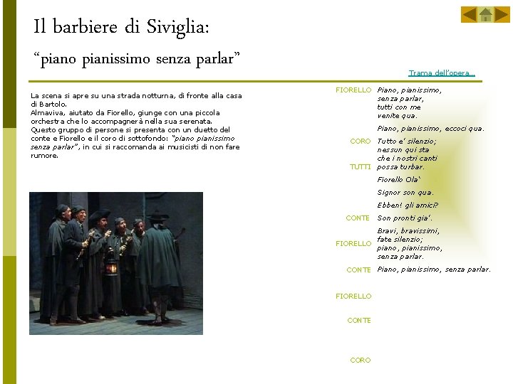 Il barbiere di Siviglia: “piano pianissimo senza parlar” La scena si apre su una