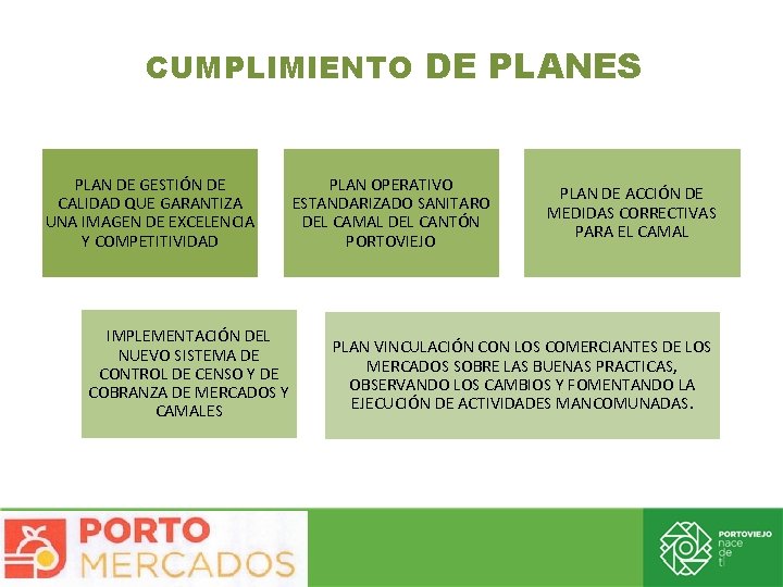 CUMPLIMIENTO DE PLANES PLAN DE GESTIÓN DE CALIDAD QUE GARANTIZA UNA IMAGEN DE EXCELENCIA