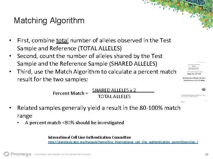 Matching Algorithm • First, combine total number of alleles observed in the Test Sample