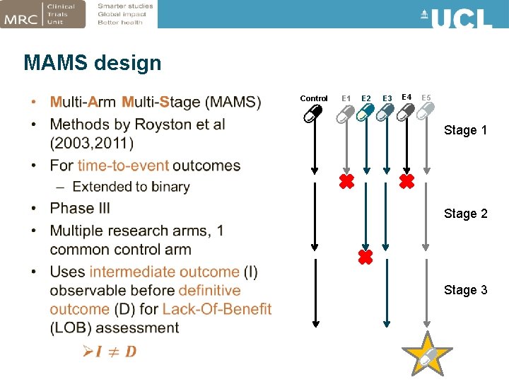 MAMS design • Control E 1 E 2 E 3 E 4 E 5