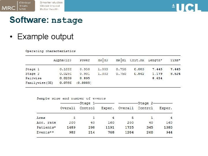 Software: nstage • Example output 