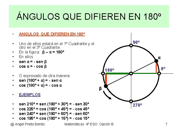 ÁNGULOS QUE DIFIEREN EN 180º • ANGULOS QUE DIFIEREN EN 180º • • •