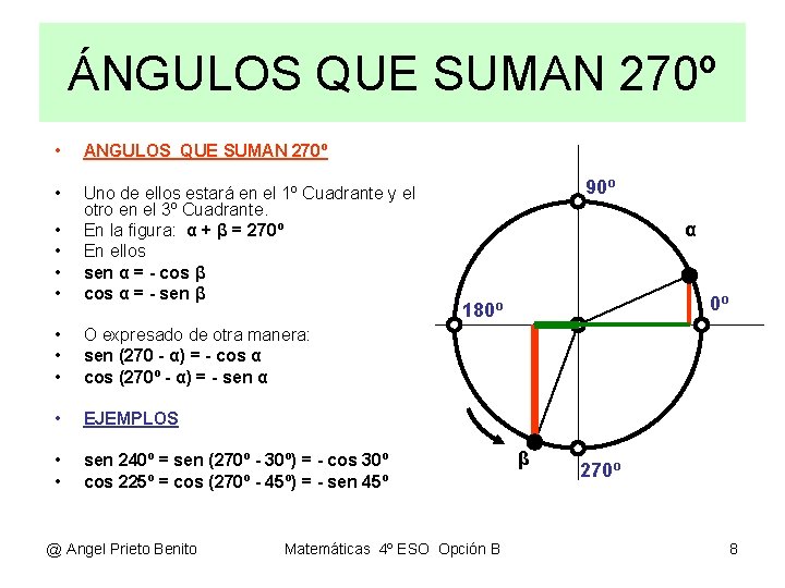 ÁNGULOS QUE SUMAN 270º • ANGULOS QUE SUMAN 270º • • • Uno de