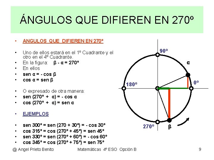 ÁNGULOS QUE DIFIEREN EN 270º • ANGULOS QUE DIFIEREN EN 270º • • •