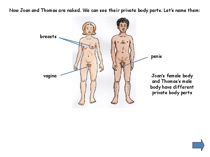 Now Joan and Thomas are naked. We can see their private body parts. Let’s