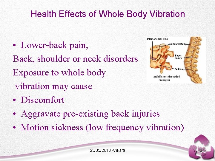 Health Effects of Whole Body Vibration • Lower-back pain, Back, shoulder or neck disorders