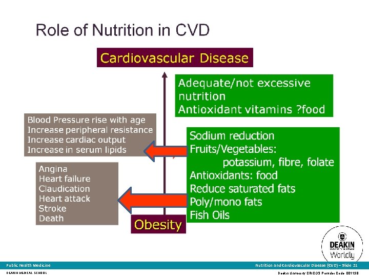 Public Health Medicine DEAKIN MEDICAL SCHOOL Nutrition and Cardiovascular Disease (CVD) – Slide 51
