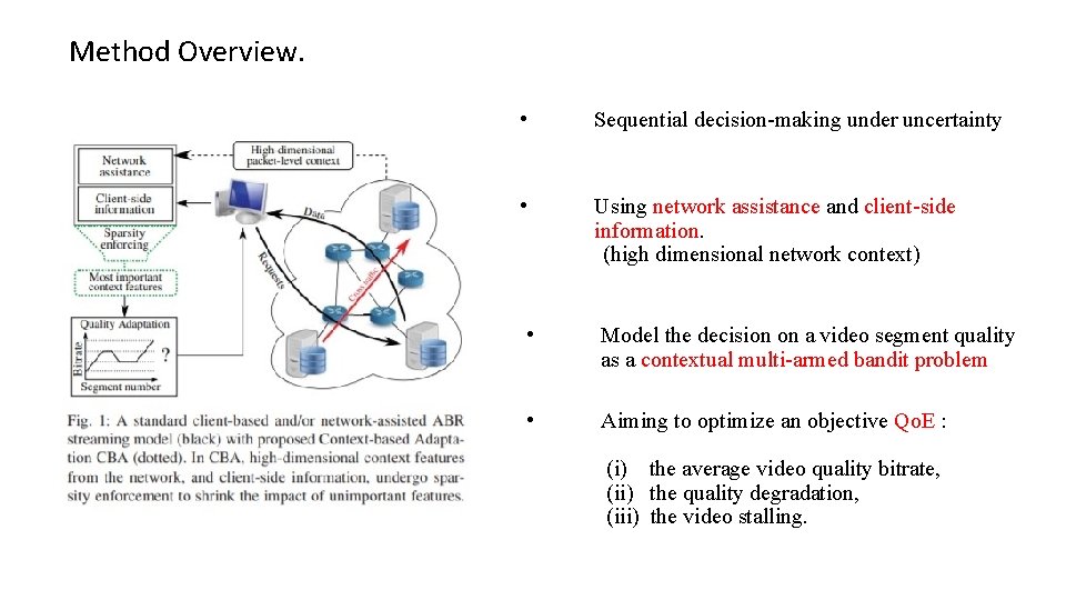 Method Overview. • Sequential decision-making under uncertainty • Using network assistance and client-side information.