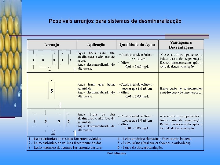 Possíveis arranjos para sistemas de desmineralização Prof. Mierzwa 