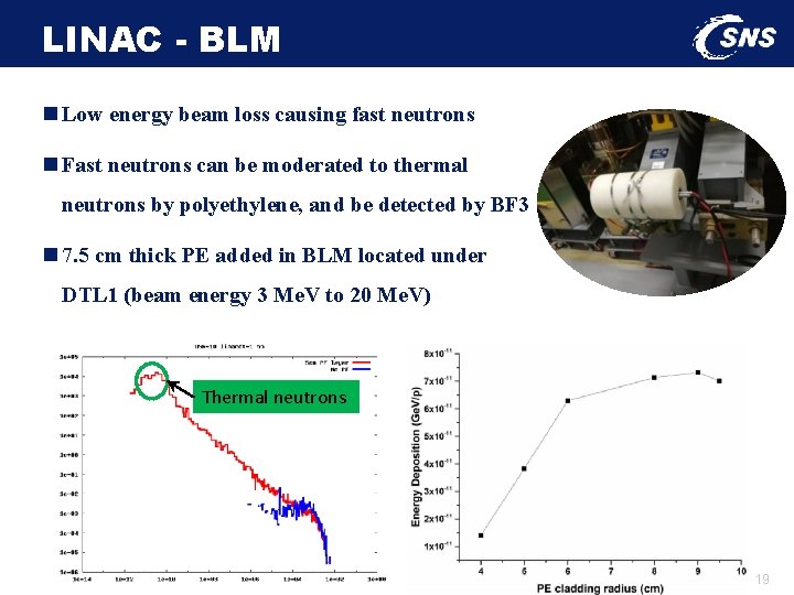 LINAC - BLM n Low energy beam loss causing fast neutrons n Fast neutrons