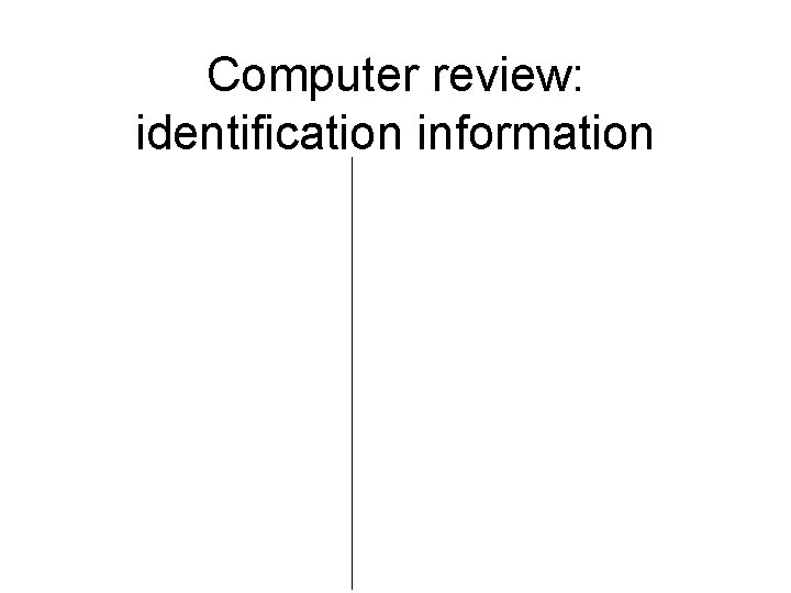 Computer review: identification information 