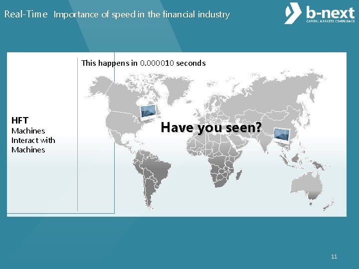 Real-Time Importance of speed in the financial industry This happens in 0. 000010 seconds