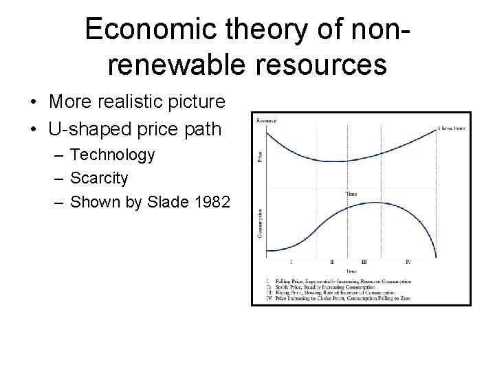 Economic theory of nonrenewable resources • More realistic picture • U-shaped price path –