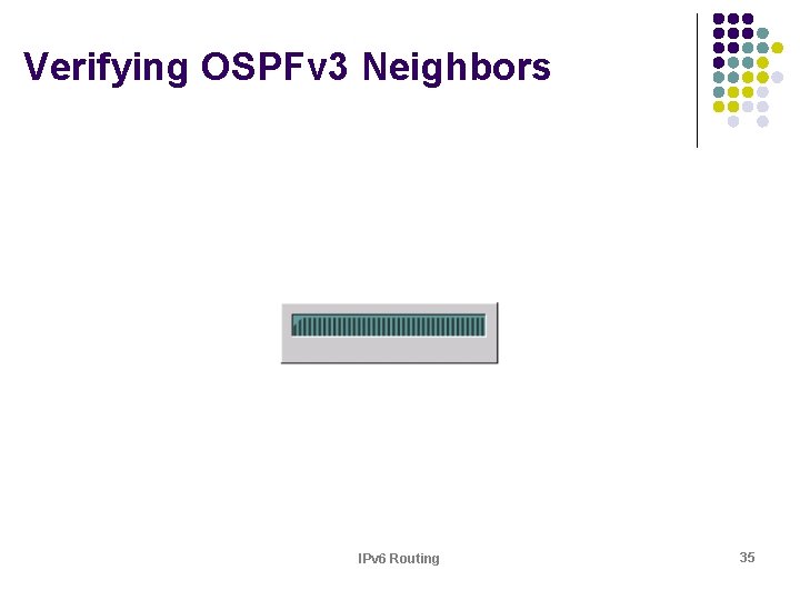 Verifying OSPFv 3 Neighbors IPv 6 Routing 35 