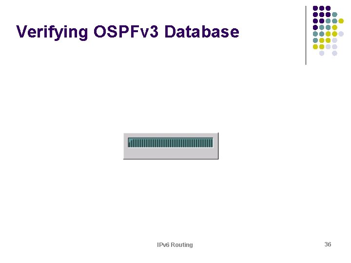 Verifying OSPFv 3 Database IPv 6 Routing 36 