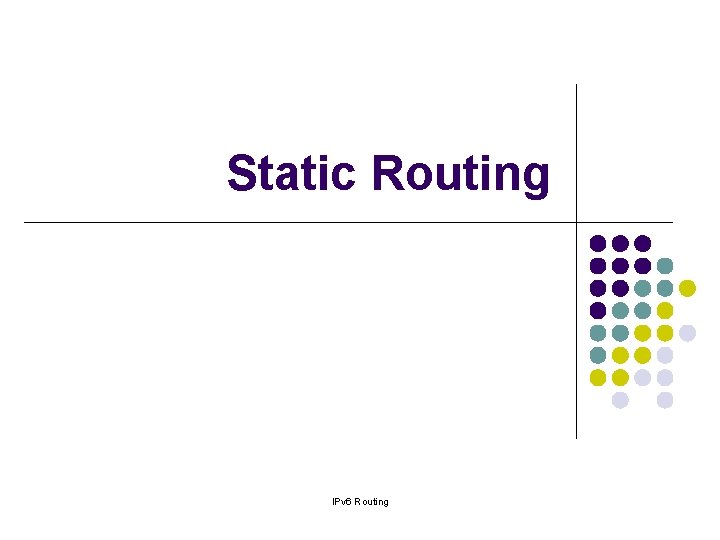 Static Routing IPv 6 Routing 