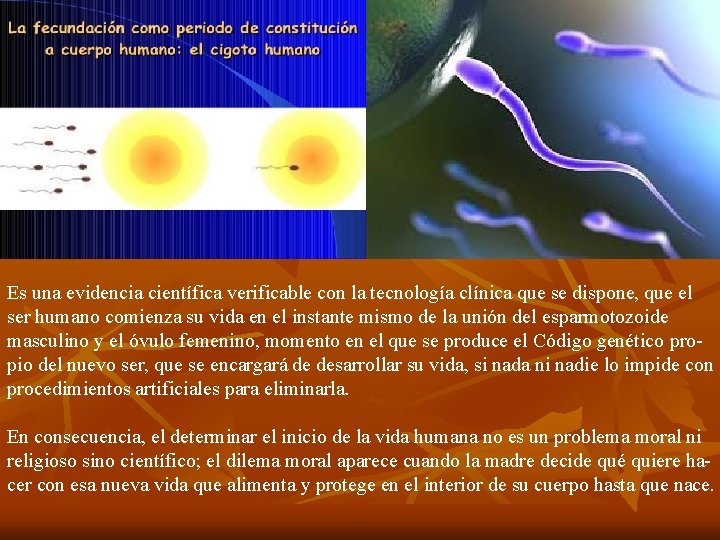 Es una evidencia científica verificable con la tecnología clínica que se dispone, que el