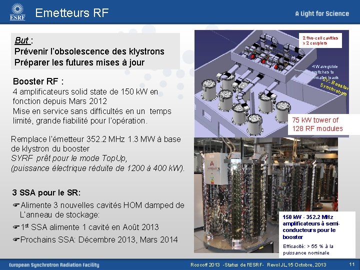 Emetteurs RF But : Prévenir l’obsolescence des klystrons Préparer les futures mises à jour