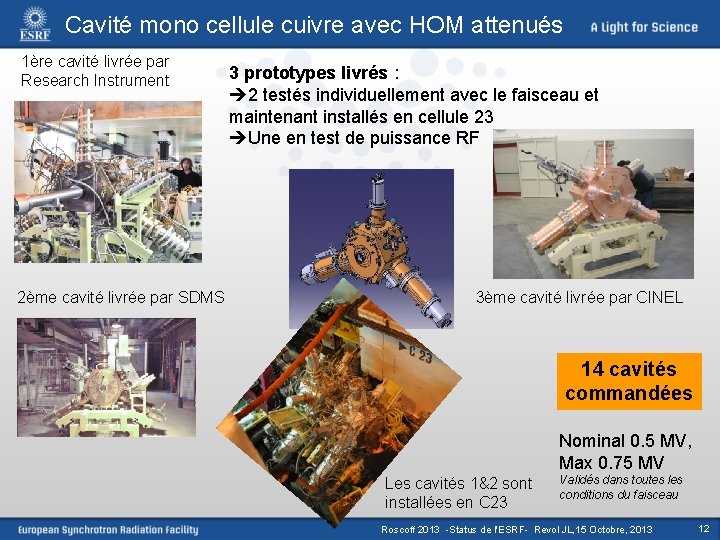 Cavité mono cellule cuivre avec HOM attenués 1 st 1ère cavité livrée par HOM