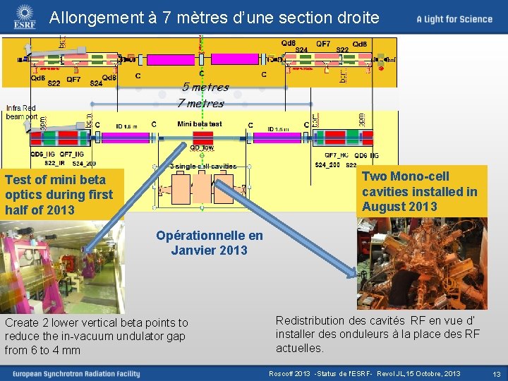 Allongement à 7 mètres d’une section droite Two Mono-cell cavities installed in August 2013