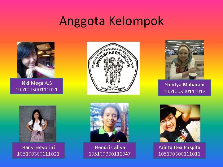 Anggota Kelompok Kiki Mega A. S 105100300111021 Hany Setyorini 105100300111021 Shintya Maharani 105100300111013 Hendri