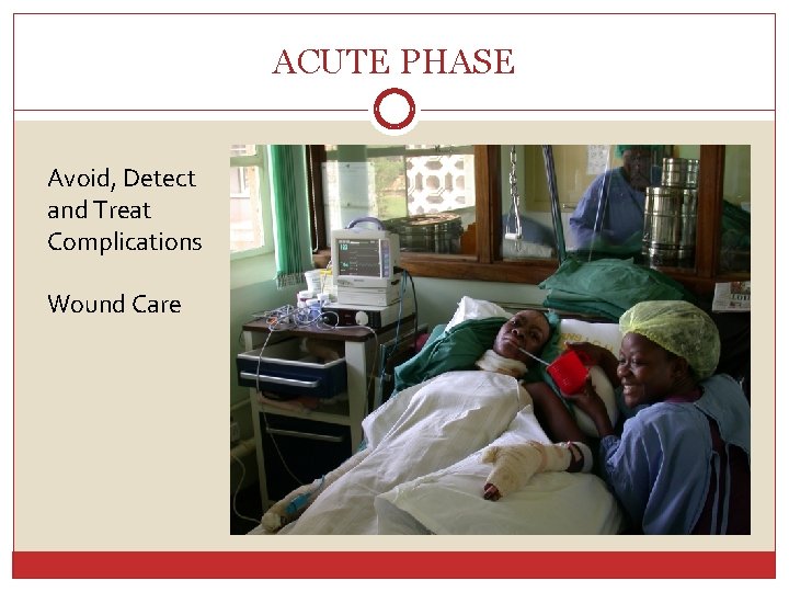 ACUTE PHASE Avoid, Detect and Treat Complications Wound Care 