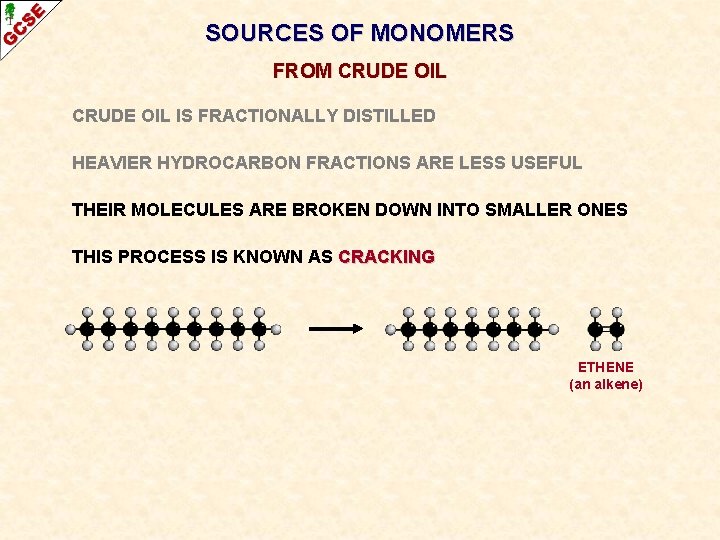 SOURCES OF MONOMERS FROM CRUDE OIL IS FRACTIONALLY DISTILLED HEAVIER HYDROCARBON FRACTIONS ARE LESS