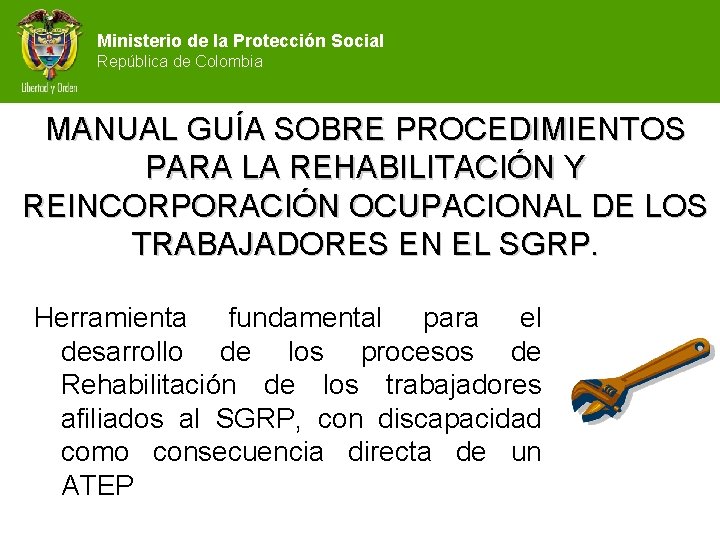 Ministerio de la Protección Social República de Colombia MANUAL GUÍA SOBRE PROCEDIMIENTOS PARA LA