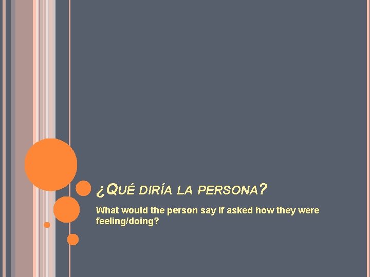 ¿QUÉ DIRÍA LA PERSONA? What would the person say if asked how they were
