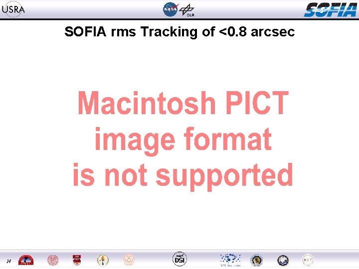 SOFIA rms Tracking of <0. 8 arcsec 14 