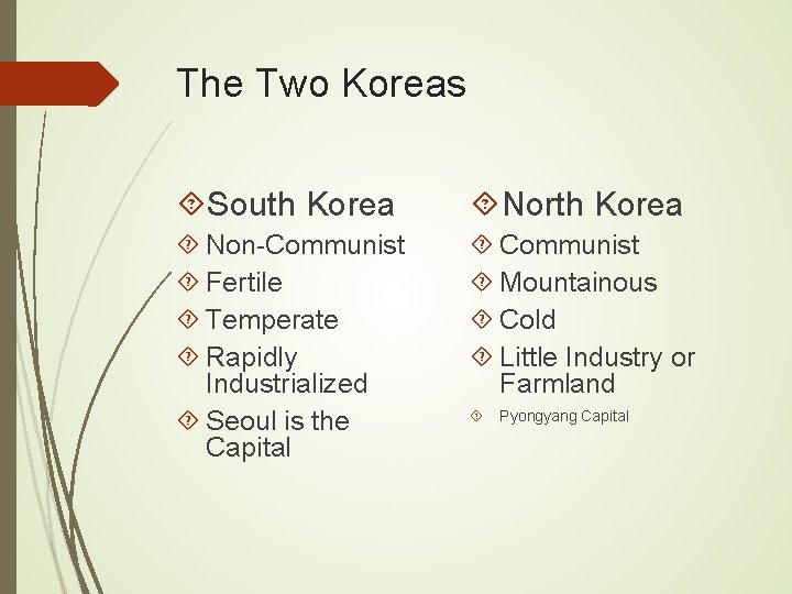 The Two Koreas South Korea North Korea Non-Communist Fertile Temperate Rapidly Industrialized Seoul is
