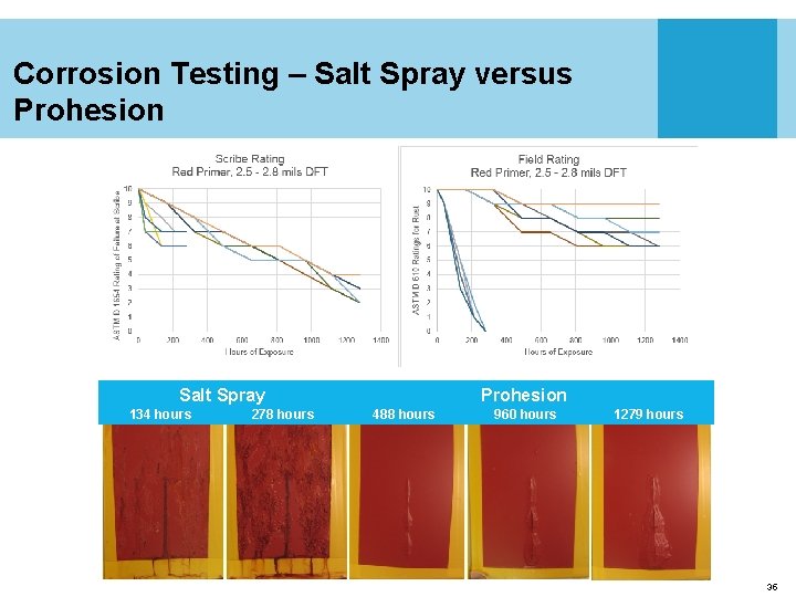 Corrosion Testing – Salt Spray versus Prohesion Salt Spray 134 hours 278 hours Prohesion