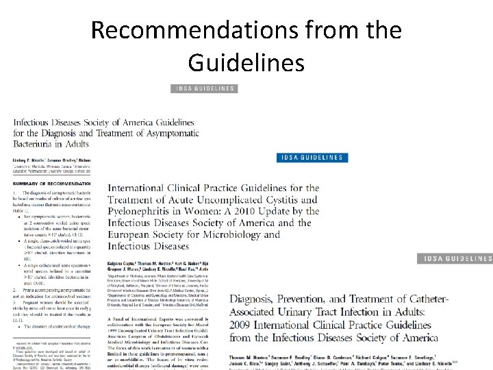Recommendations from the Guidelines 