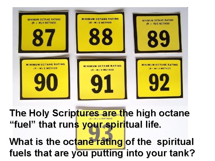 The Holy Scriptures are the high octane “fuel” that runs your spiritual life. What