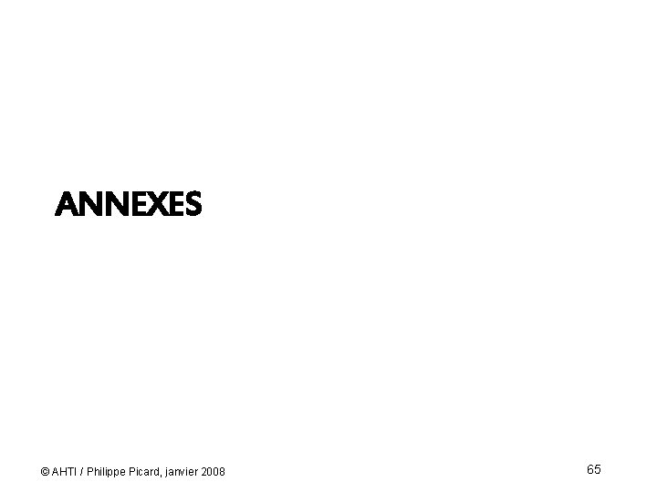 ANNEXES © AHTI / Philippe Picard, janvier 2008 65 